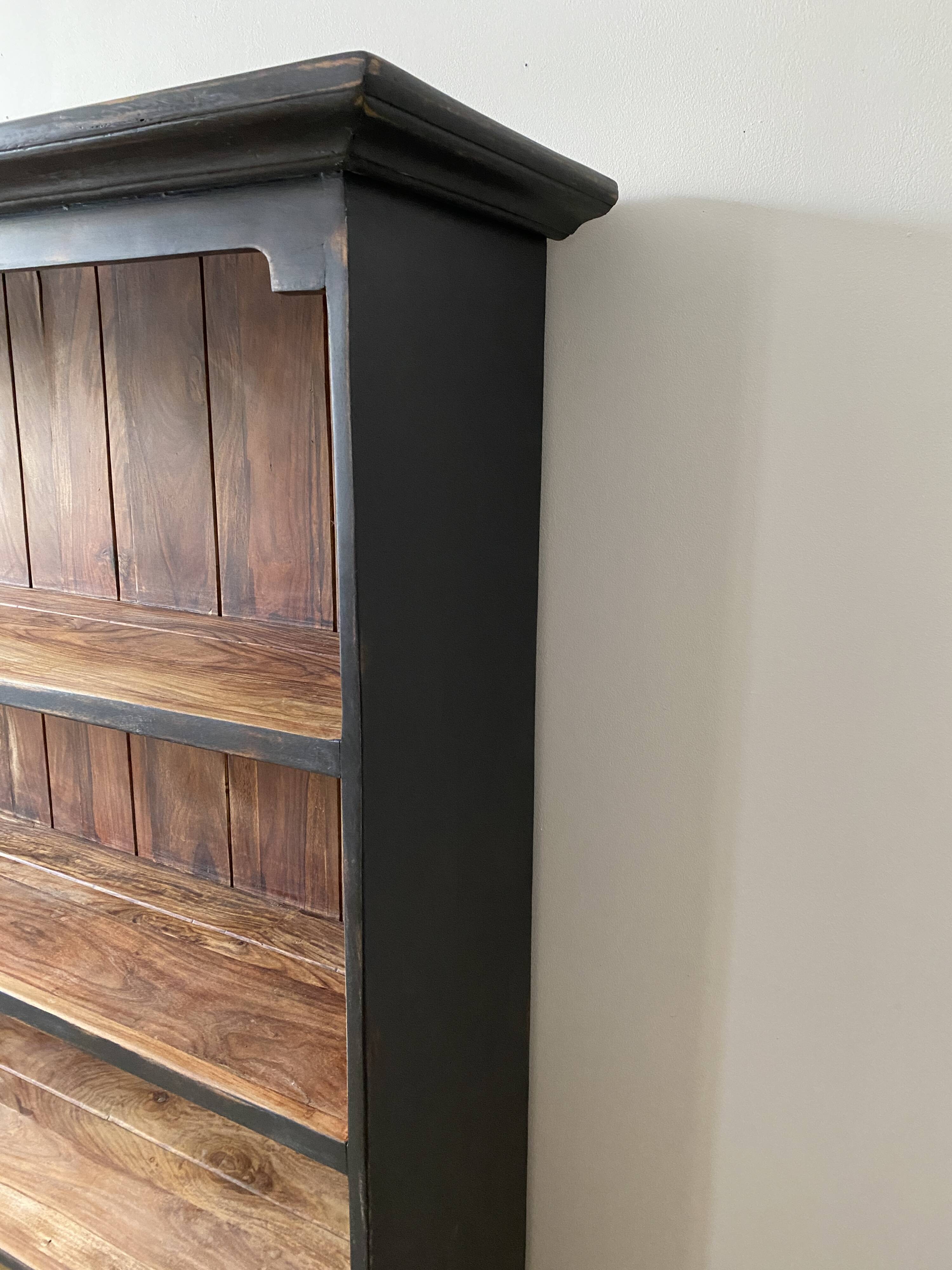 Top of dresser, bookcase, shelves