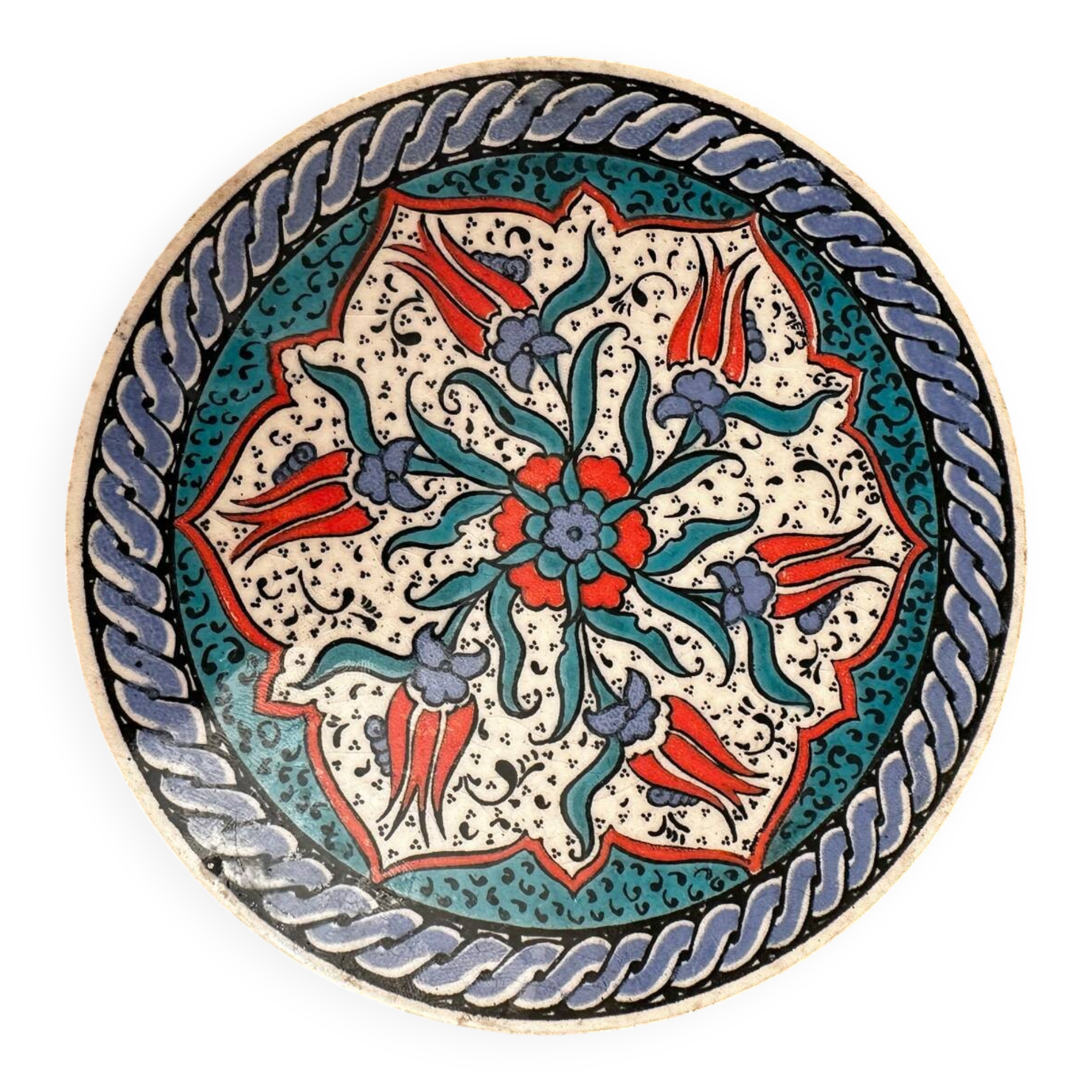 Trivet with tulip decoration - Vintage Turkish ceramic