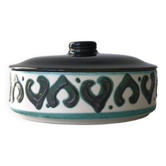 Plat en céramique motifs abstraits verts