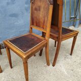 Series of 4 leather art deco chairs 1925