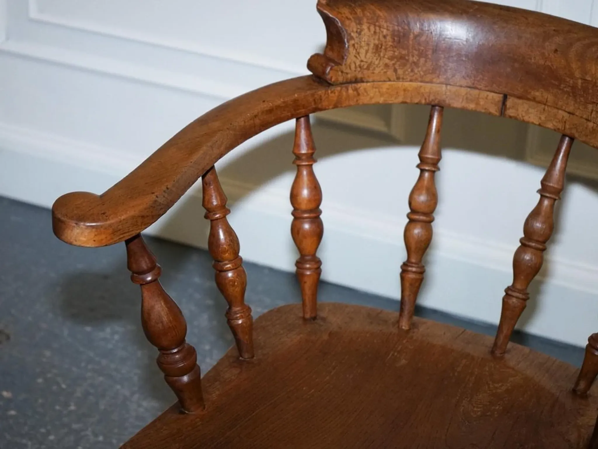 Edwardian Oak Captain's Chair for Smokers, 1900s