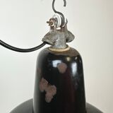 Industrial Black Enamel Factory Lamp with Cast Iron Top, 1950s