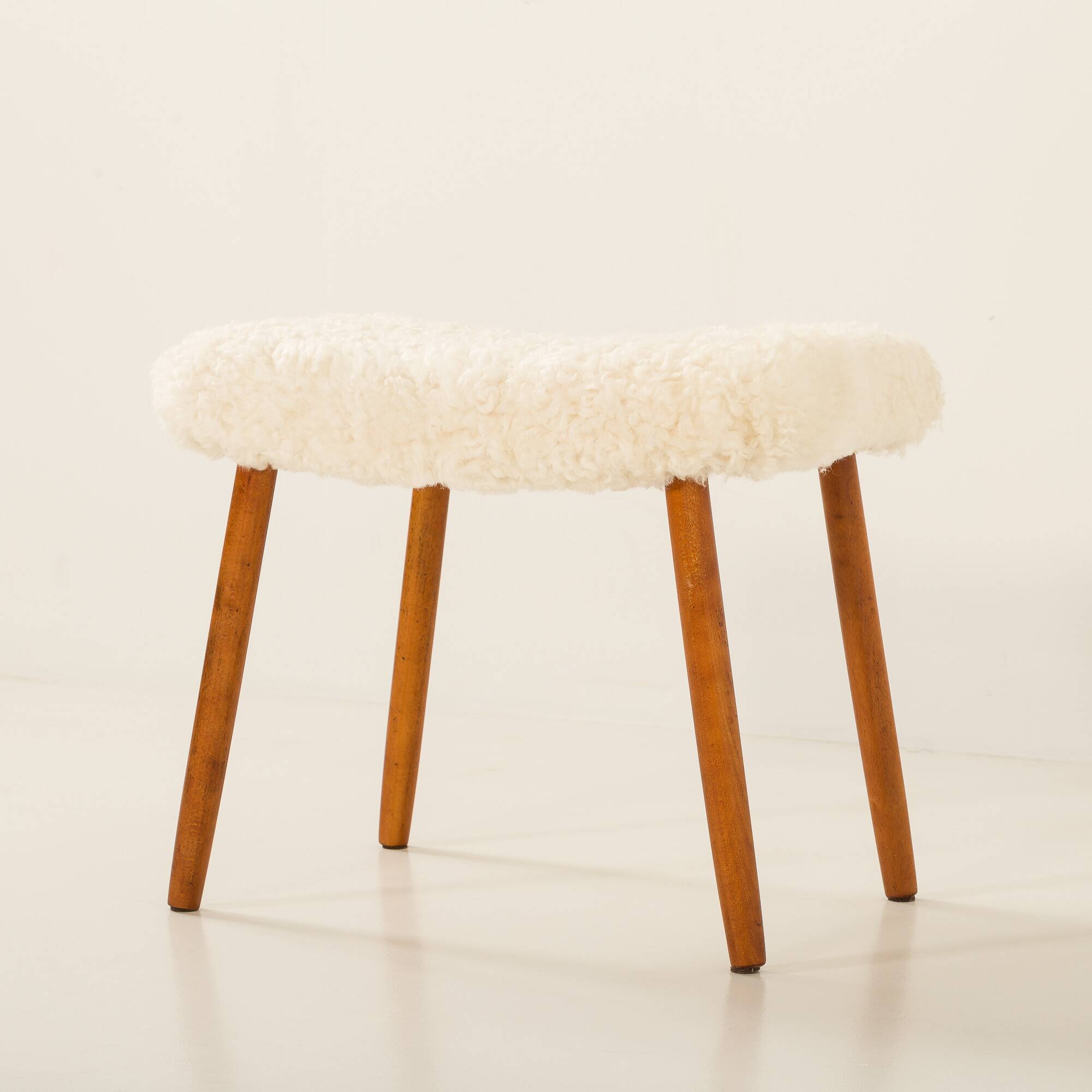 Danish mid century footstool in sheepskin, 1960s