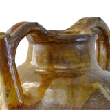 Céramique ancienne française en orjol ou cruche à glaçure rouge et jaune
