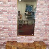 Renovated art deco dressing table with mirror, light walnut