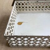 White perforated metal table basket