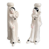 Pair of Pierrot candlesticks in earthenware - 1980s
