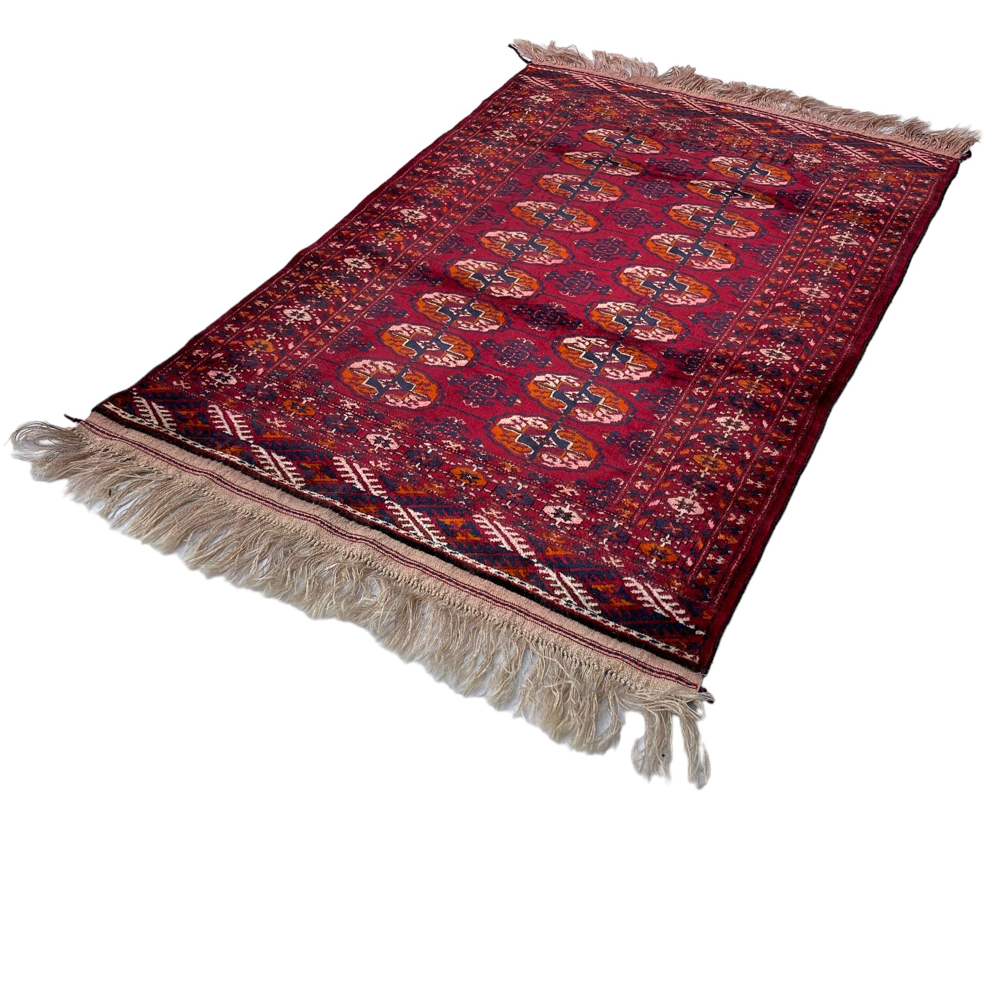 Vintage turkoman rug ,feiner handgeknüpfter orientteppich turkoman teppich, 133 x 84 cm