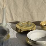 Set of 6 modern yellow dessert plates D19