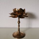 Candlestick, candle holder, modular lotus flower in brass, 50s feldman style