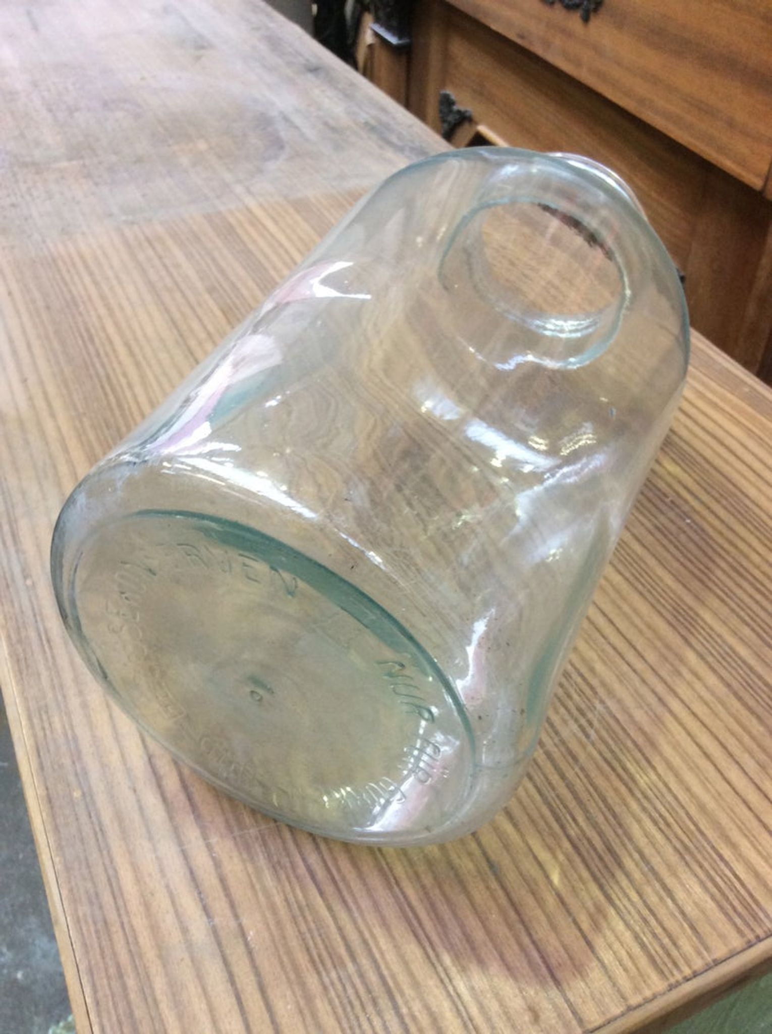 Bombonnière vintage de commerce en verre