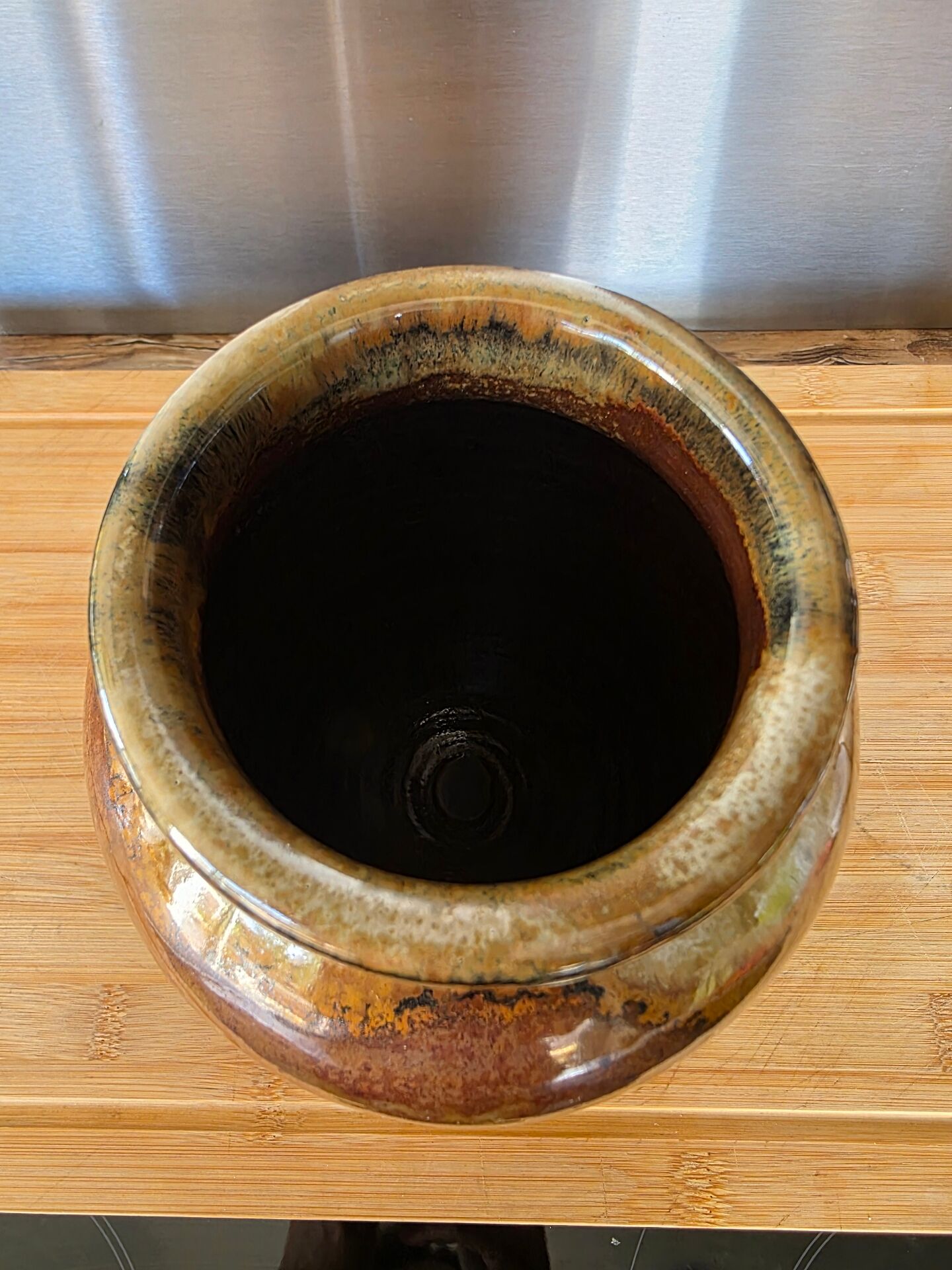 Handcrafted glazed stoneware vase – Signed LF – 20 cm