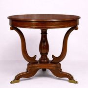 Empire round table – mahogany with inlays and claw feet