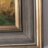 Peinture à l'huile vintage originale de paysage de cottage : Art de la nature encadré