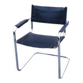 S34 armchair by Mart Stam chrome tubes seat and black leather back