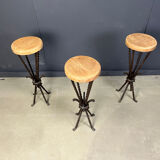 Vintage French wrought iron bar stools, 1960s - set of 3
