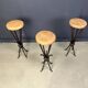 Tabourets de bar en fer forgé vintage français, années 1960 - ensemble de 3