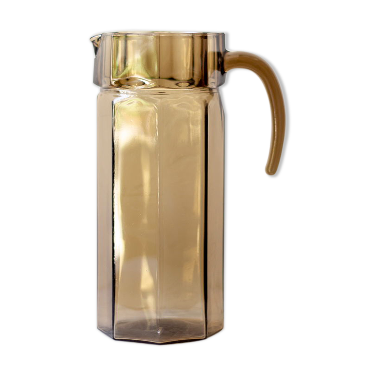 Pichet octogonal en verre fumé