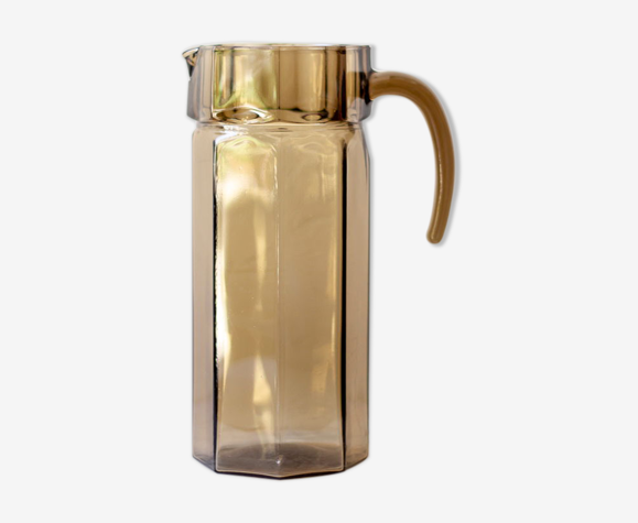 Pichet octogonal en verre fumé