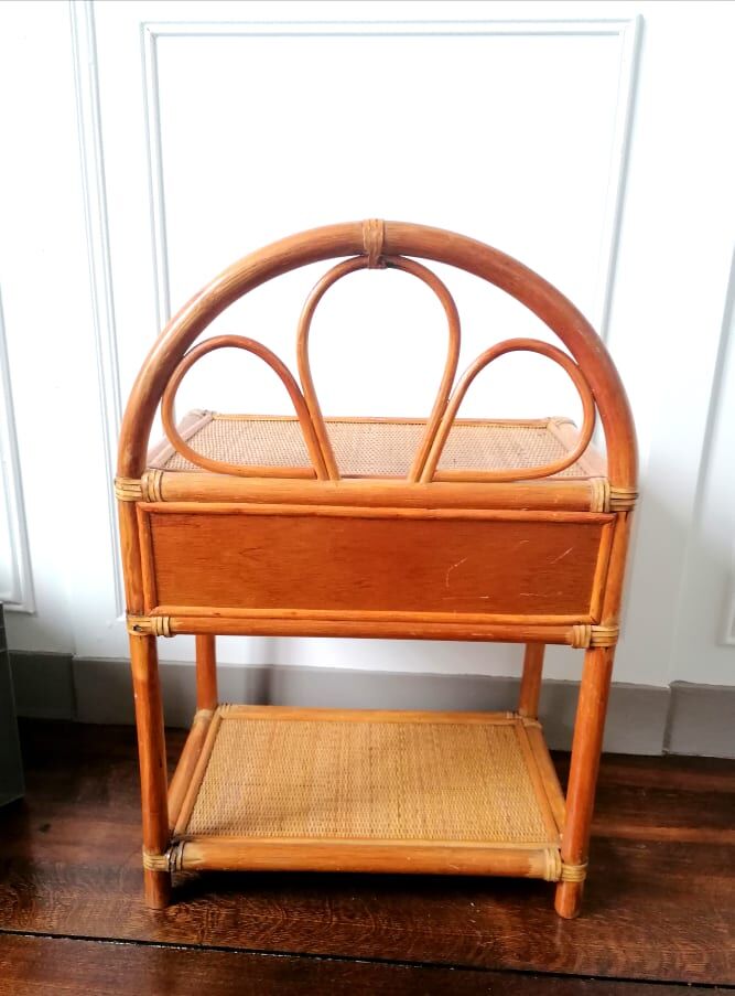 Rattan bedside table 1960