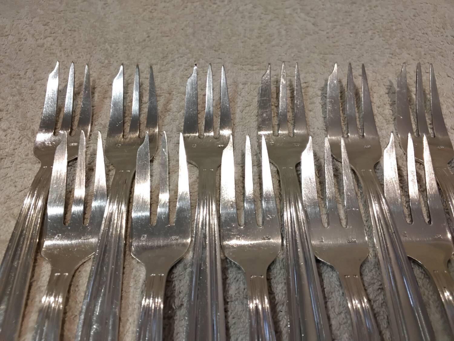12 silver plated cake forks, goldsmith Argit, art deco style