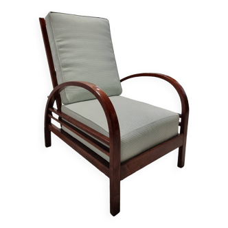 Art deco armchair with adjustable backrest, Halabala style