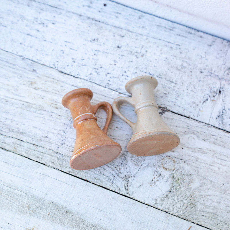 2 stoneware candle holders