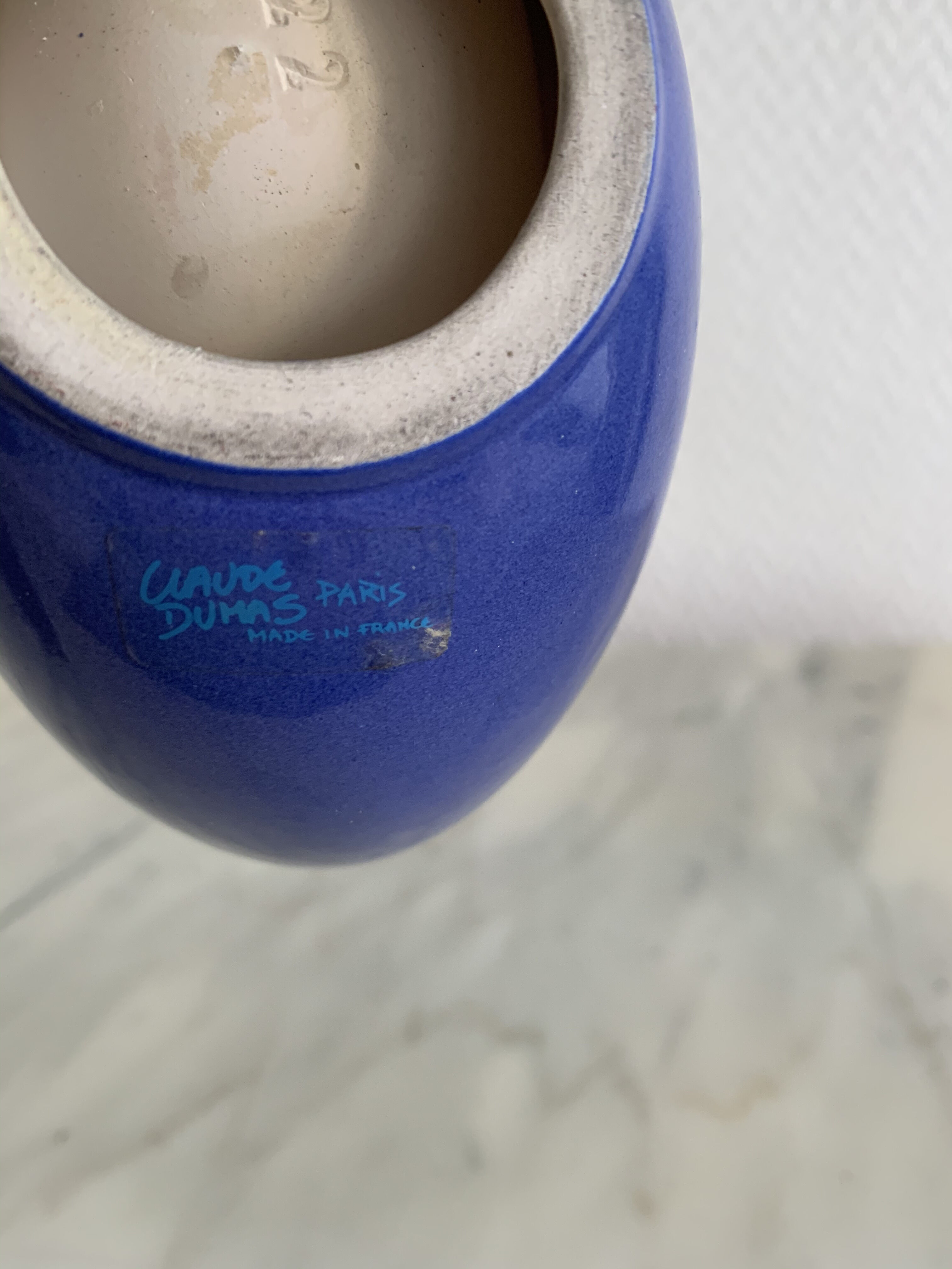 Claude Dumas blue ceramic ashtray