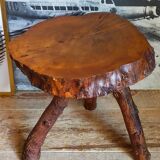 Brutalist sofa tip table in solid wood