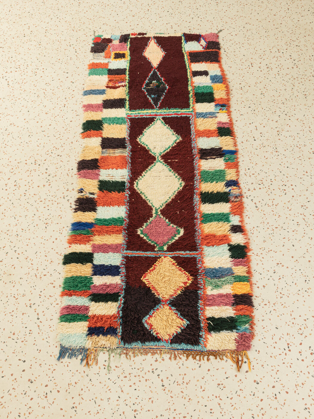 VINTAGE BOUCHEROUITE, BERBER RUG, 93 X 240