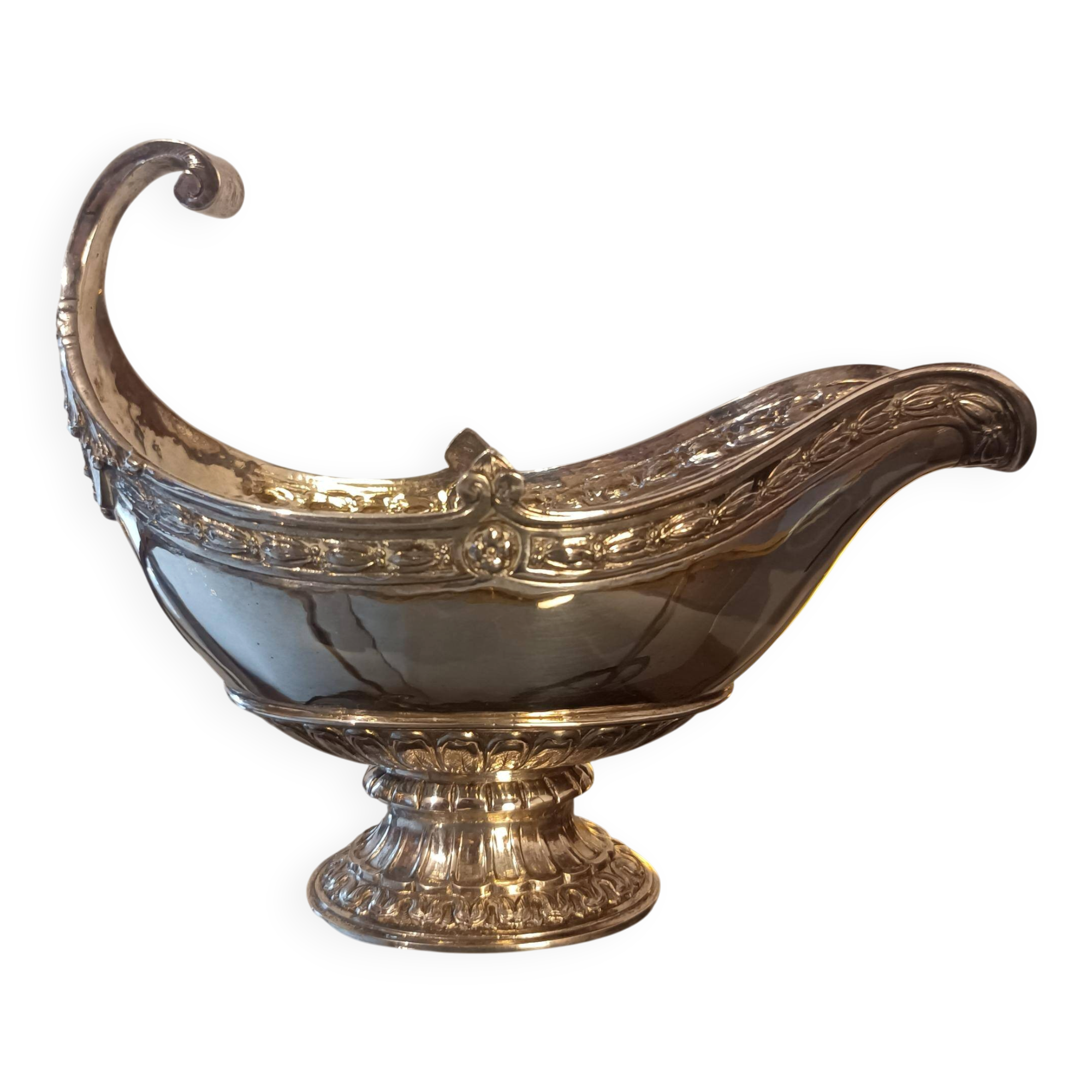 Silver sauceboat 800, Louis XVI style, Hanau around 1900