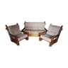 Canapé et deux fauteuils en orme massif
