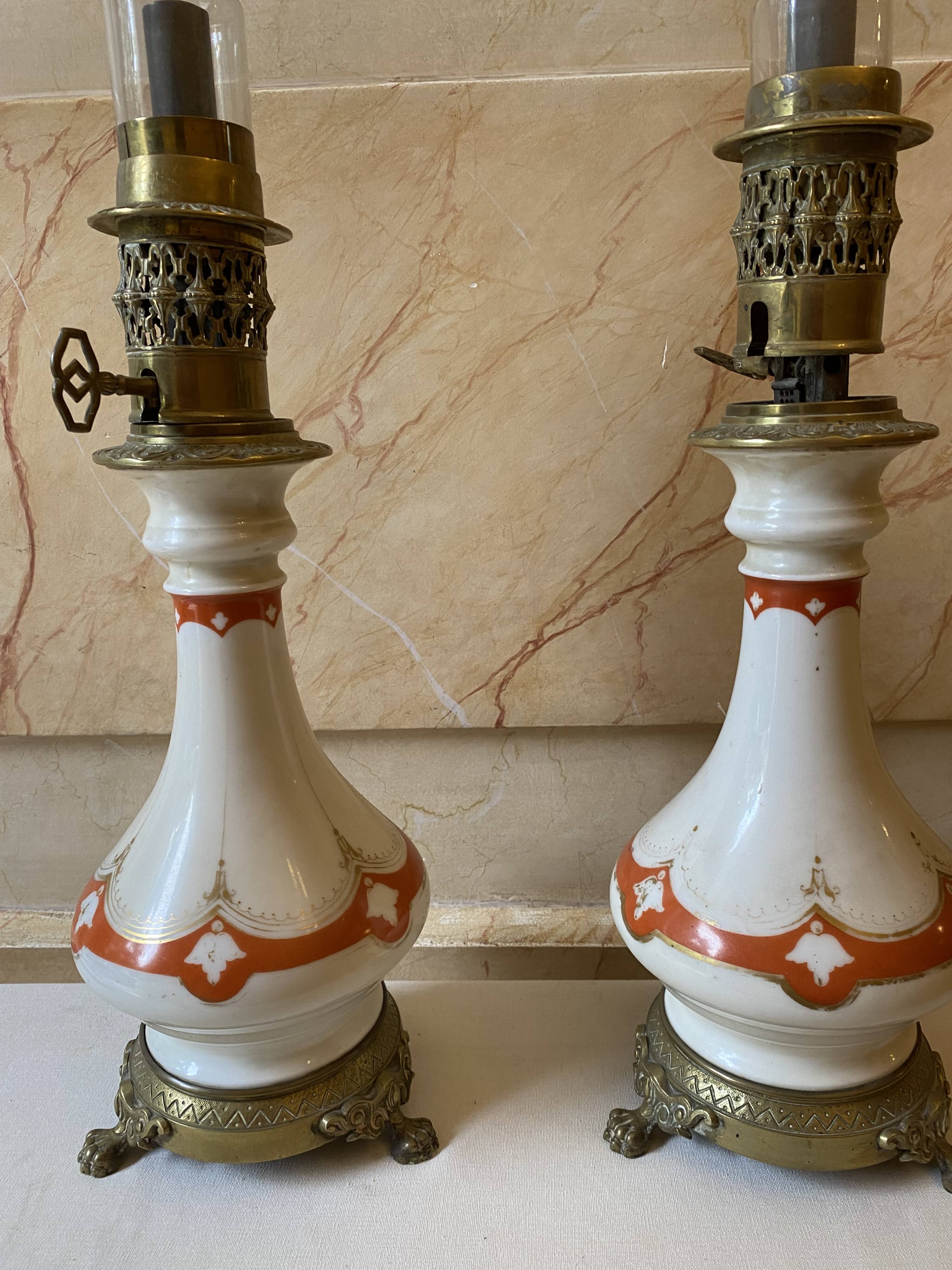 Paire de lampes à pétrole Napoléon III