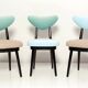 Mid-century heart-shaped chair in mixed beige and blue wool, Europe, 1960s.