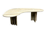 Table basse boomerang vintage en marbre, Italie années 1980