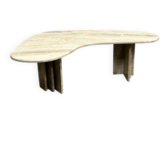 Table basse boomerang vintage en marbre, Italie années 1980