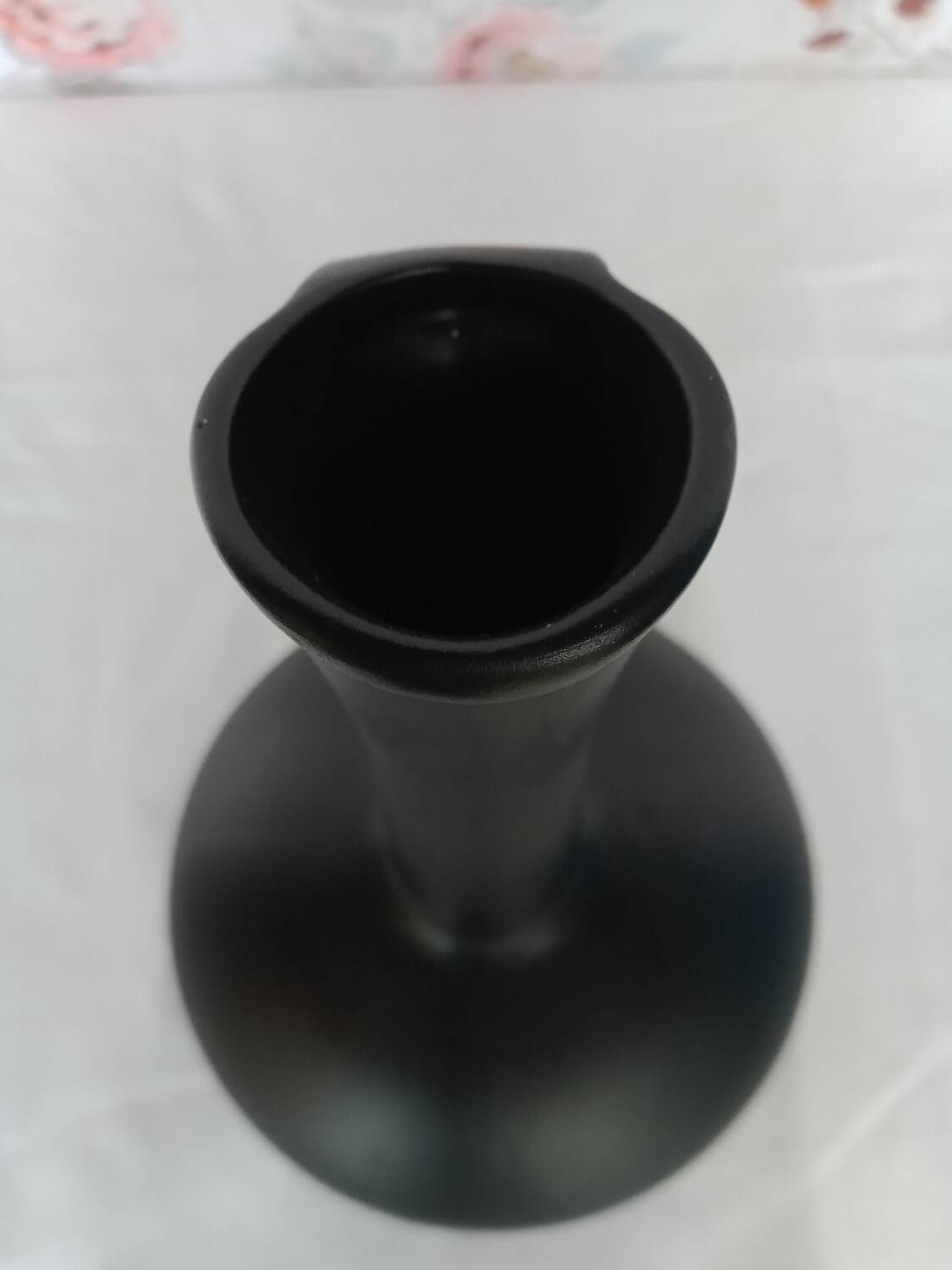 Black ceramic handle vase