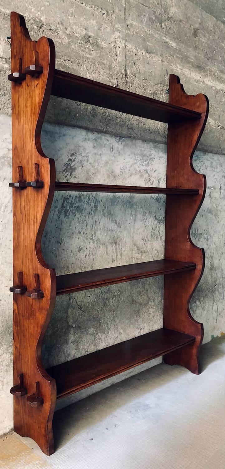 Brutalist shelf with dowels in solid oak