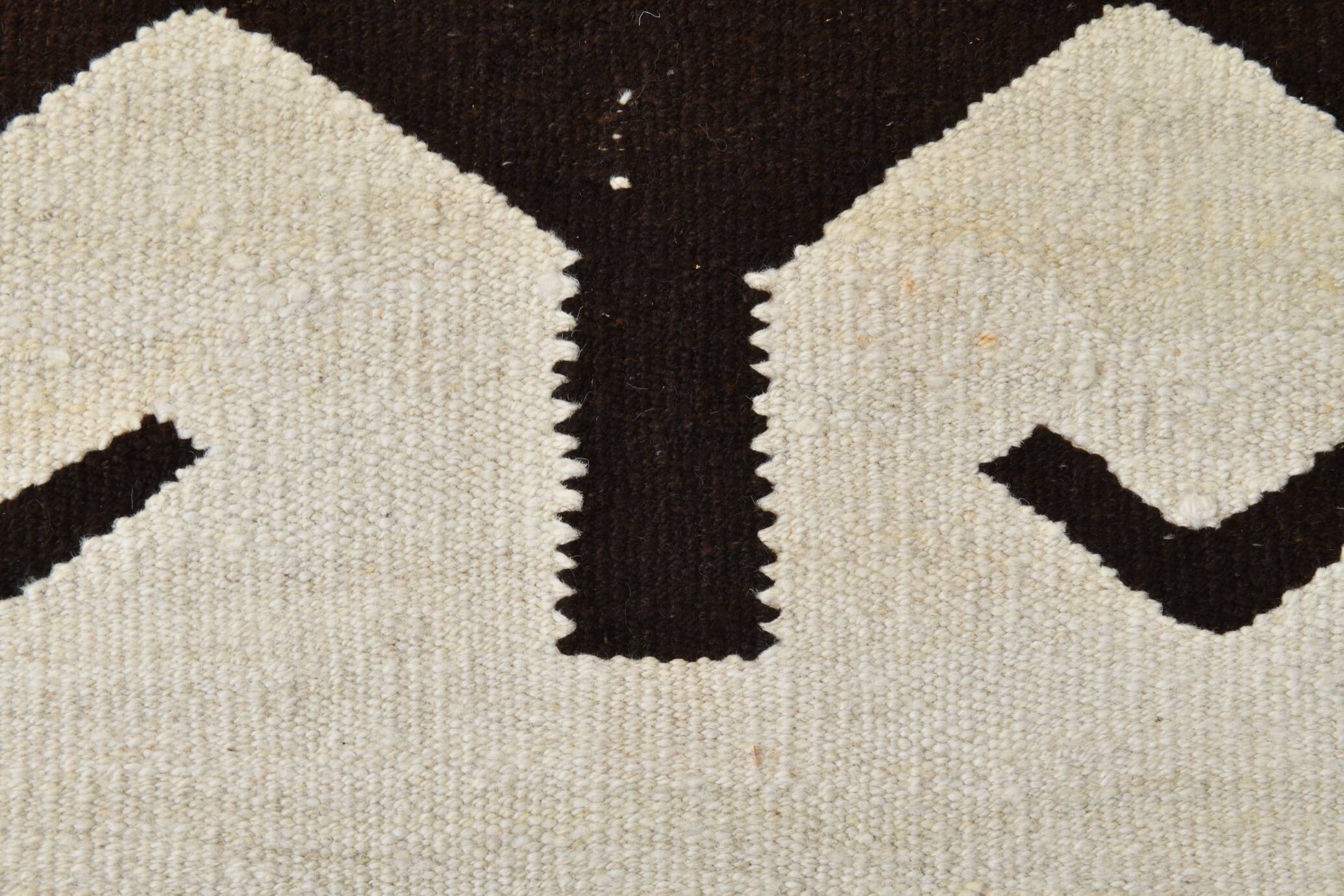 3x11 Kilim Cream & Brown Tribal Kilim Runner Rug, 99x322Cm