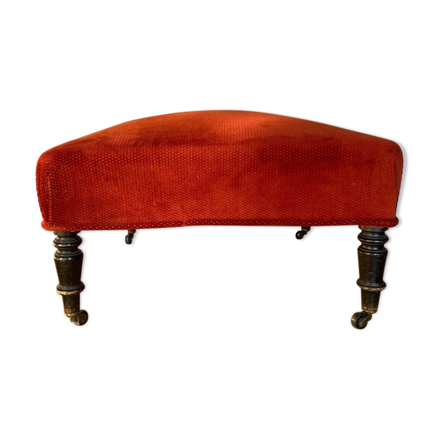 Pouf fabric Napoleon III blackened wood red velvet xix eme