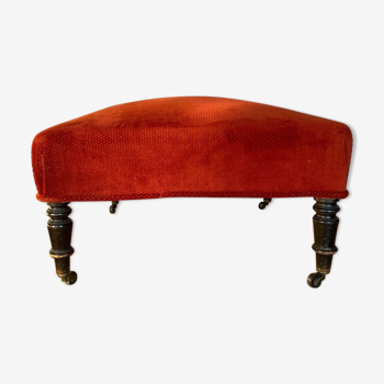 Pouf en tissu Napoleon III bois noirci velours rouge xix eme