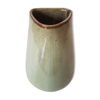 Vase Clement Massier celadon triangular neck 1900