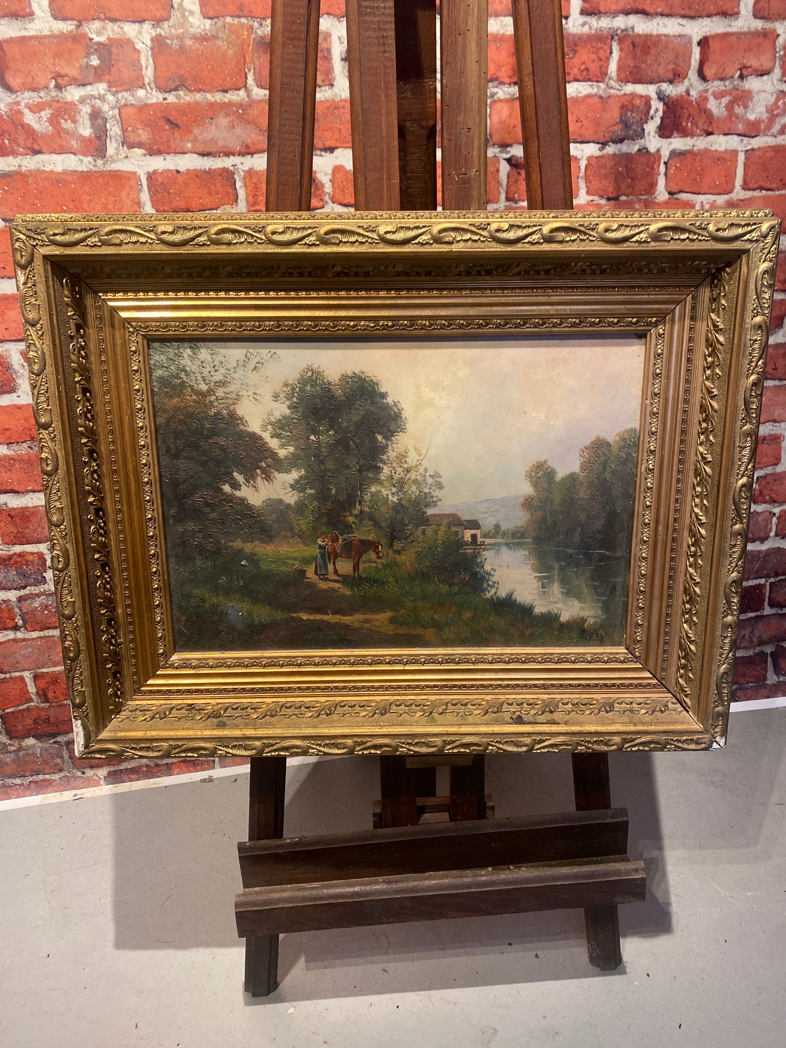Huile sur toile encadrée paysage