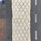 Long Berber hallway carpet Beni Ourain in wool 110x310 cm