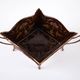 Art Nouveau platter with ceramic insert in openwork metal basket, burgundy glaze with gilt accents