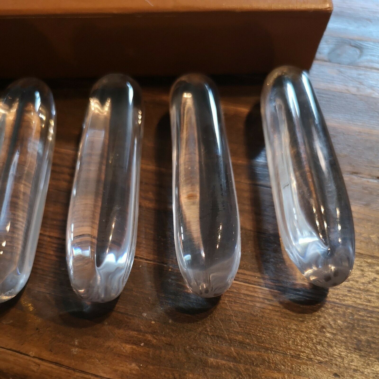 Series of 6 knife holders signed Daum France in box