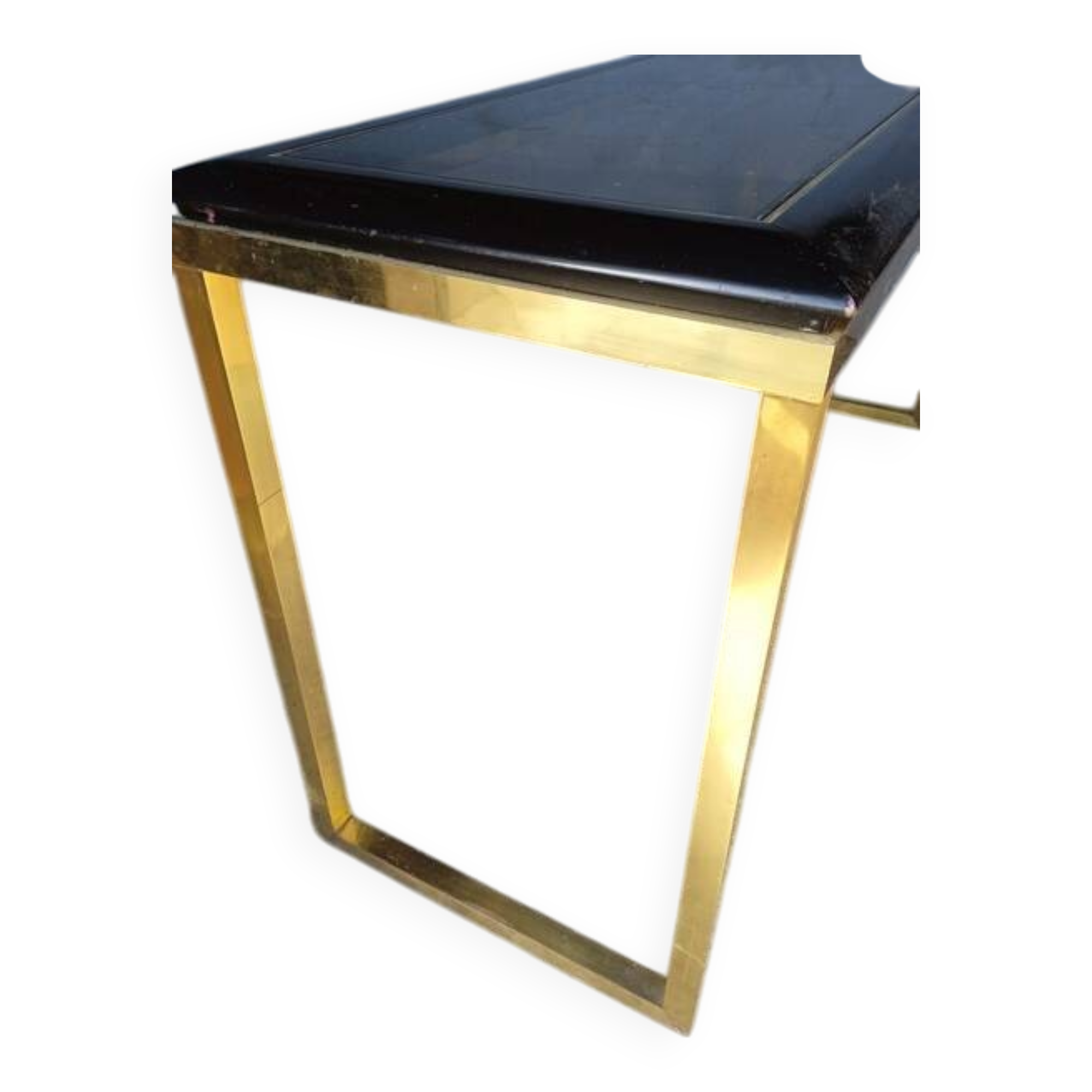 Designer console in gilded brass and glass, 1970s