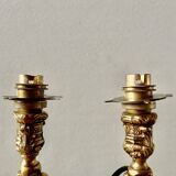 Paire de lampes en laiton vintage