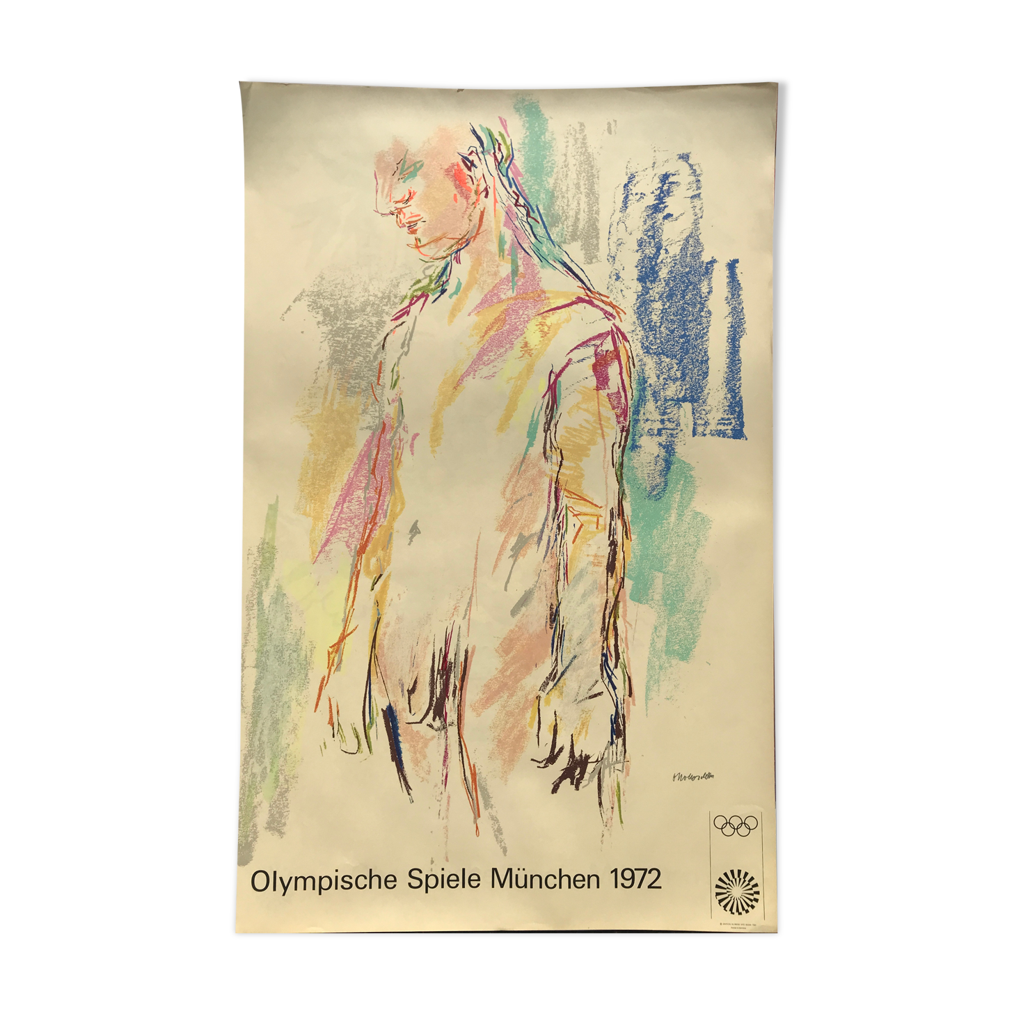 Kokoschka oskar (1886-1980) olympische spiele munchen, 1972. original poster