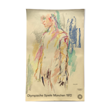 Kokoschka oskar (1886-1980) olympische spiele munchen, 1972. original poster